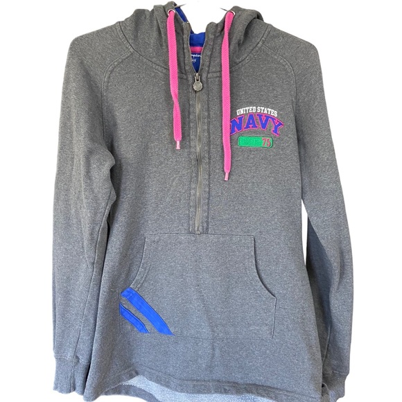 High End USN US NAVY Gray & Pink Champion Hoodie MINTY Women’s L - Picture 1 of 7